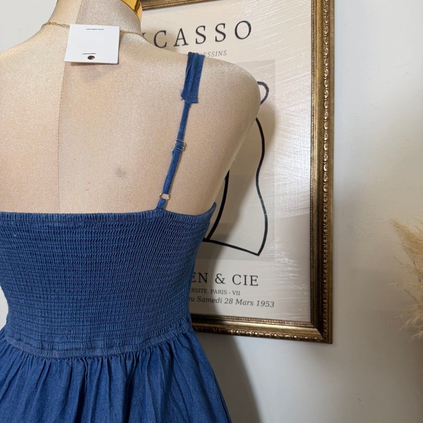 PL-Lace up Midi Dress-Blue