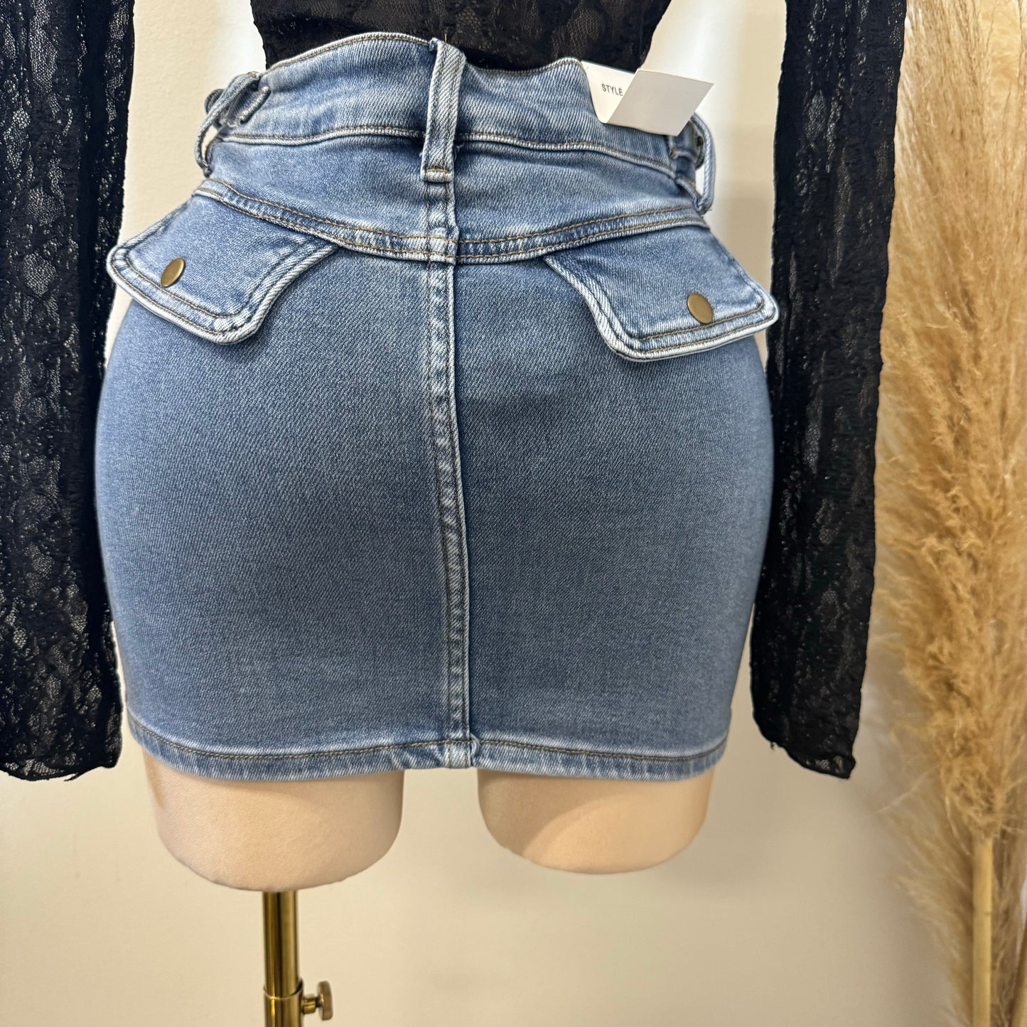 Tu Cargo Mini Skirt-Light Denim