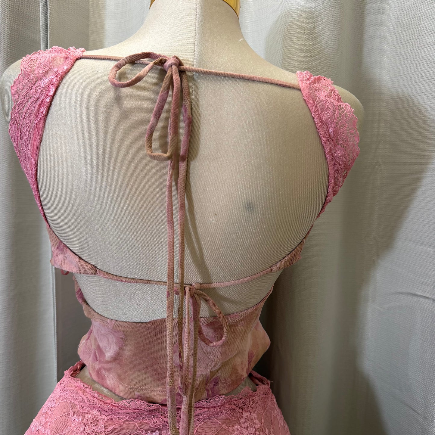 Lace Flower Skirt set-Pink
