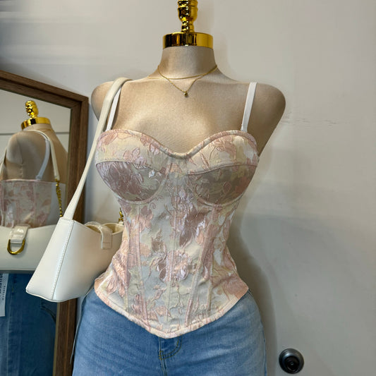 Daliahh Corset Top-white/Pink