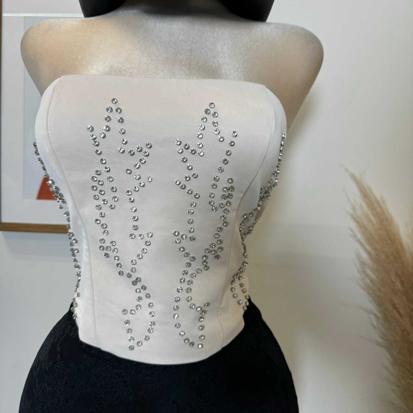 La nena Rhinestone  Western Corset-Cream