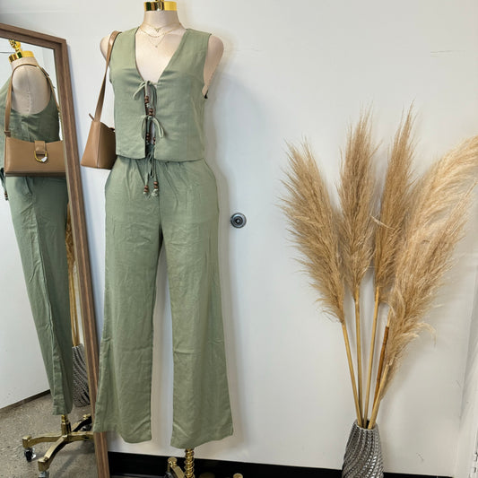 Knot Pant Set-Sage Green