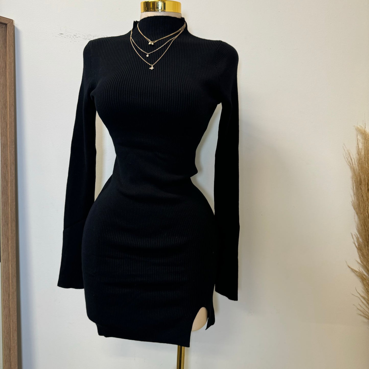 Joany Sweater Dress-Black