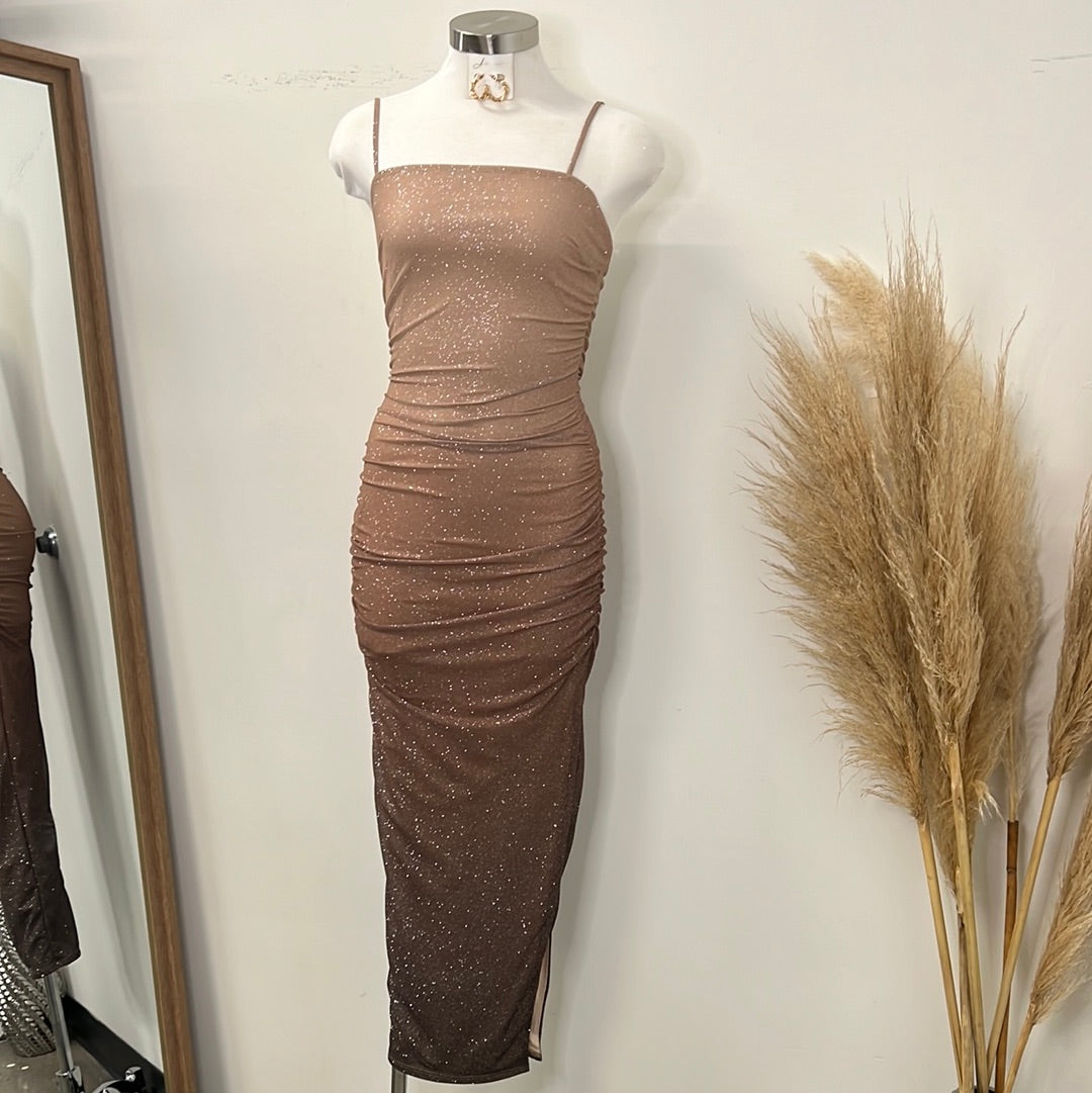 Roxi Midi Dress-Brown