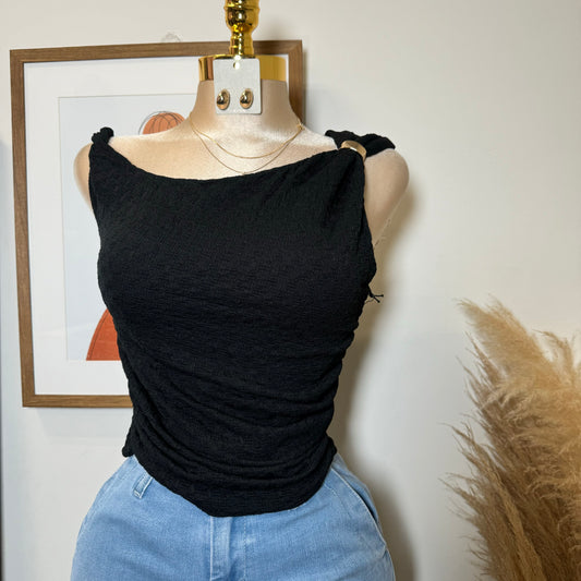 Metak Trim Textured Top-Black