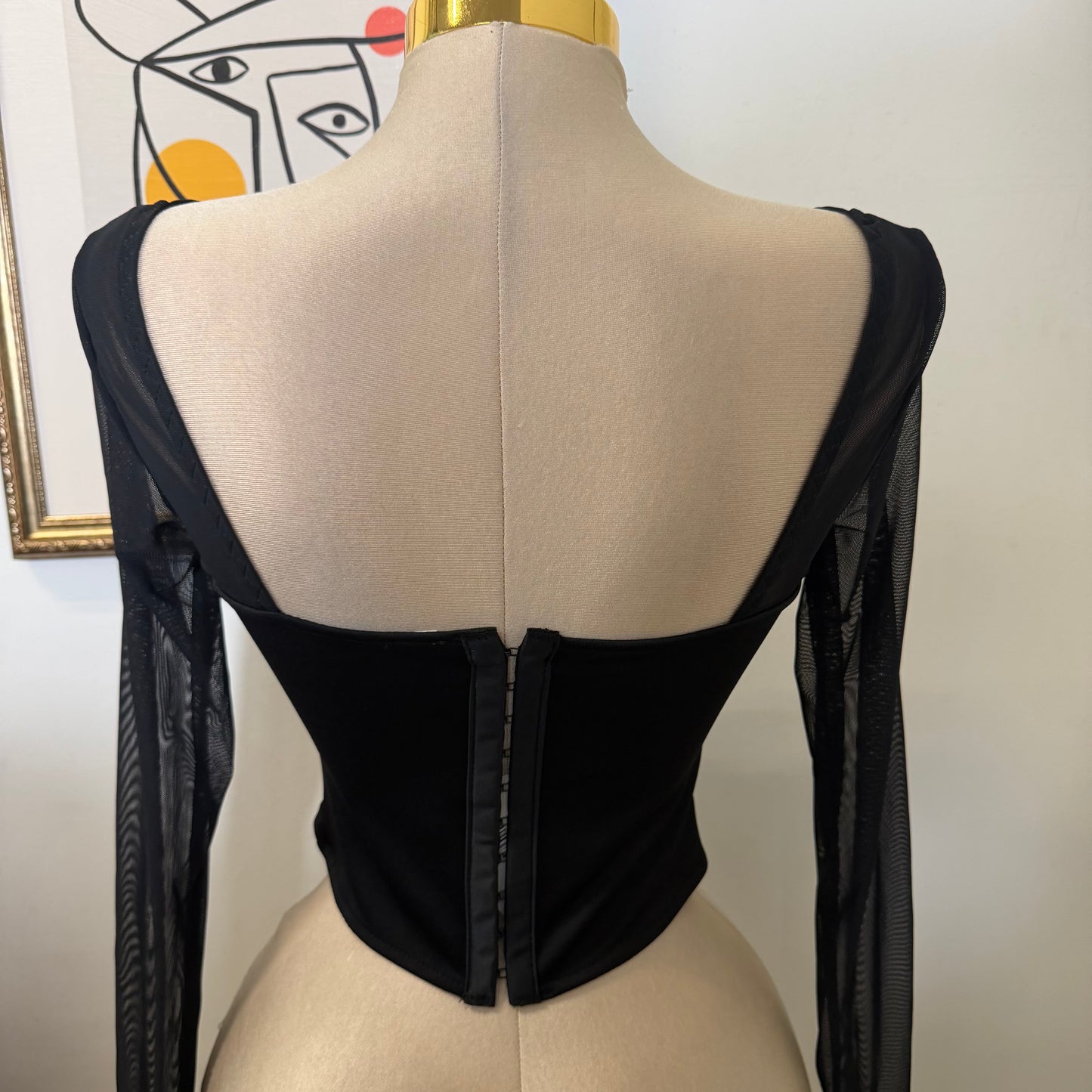 Long Sleeve Corset-Black