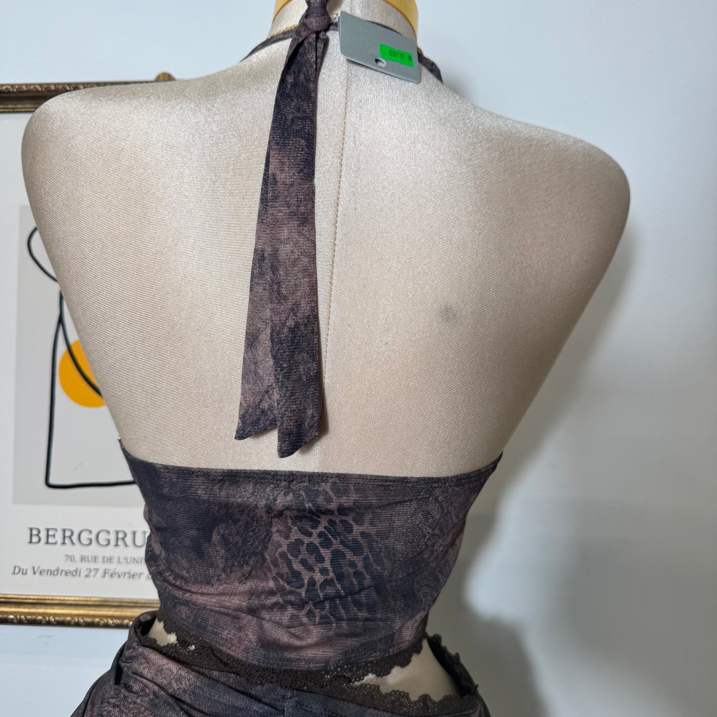 Printed Halter Top and Skirt Set-Chocolate