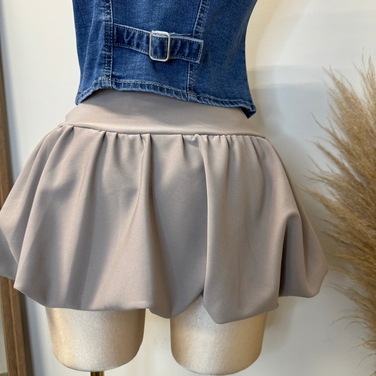 Bubble Mini Skirt -Taupe
