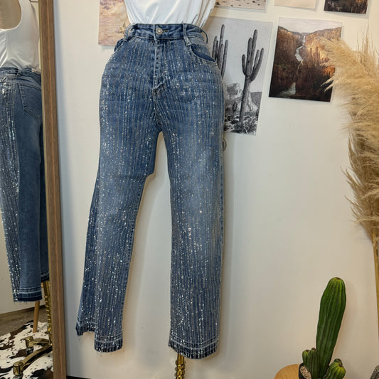 Karla Rhinestone Jeans-Blue