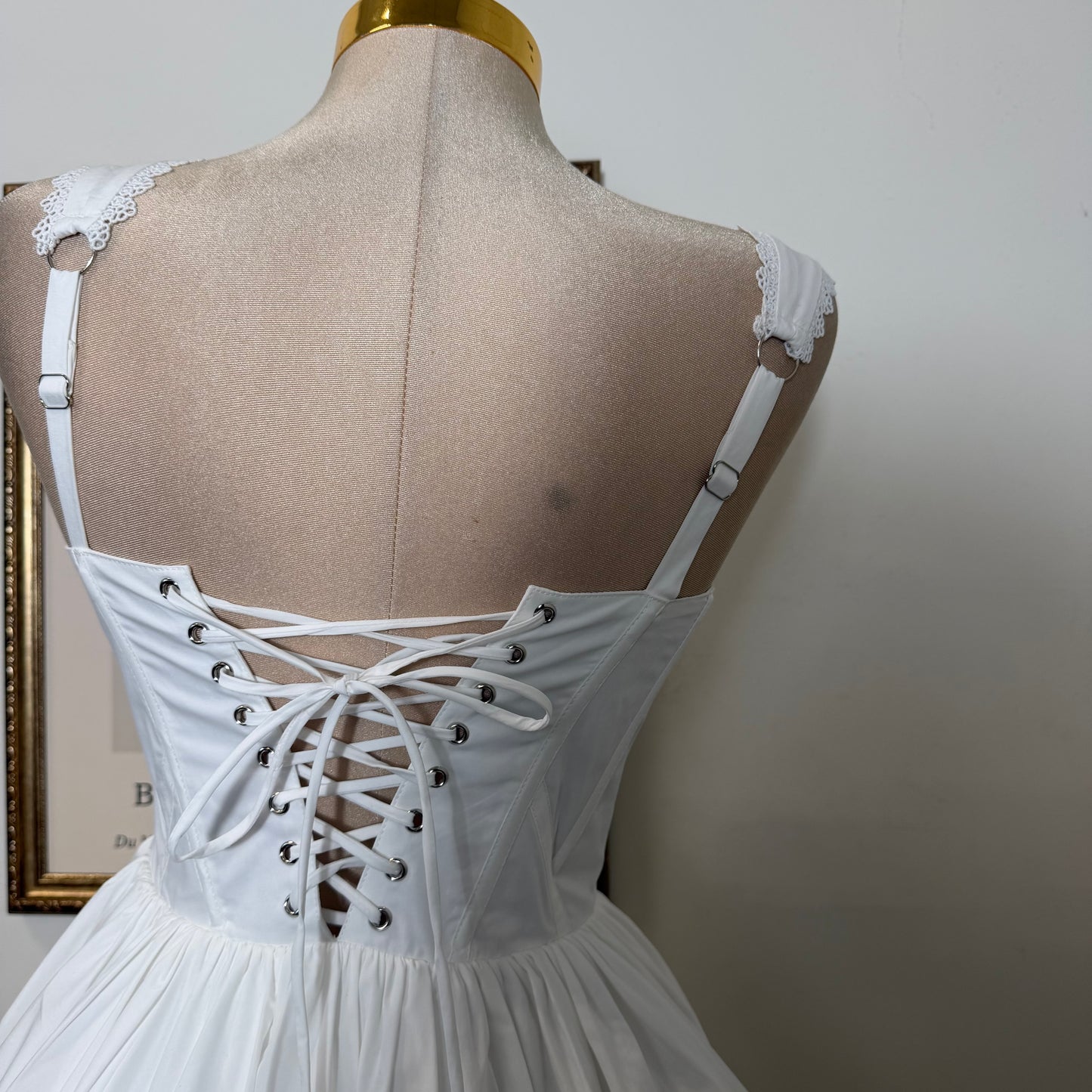 Poplin Strap Mini Dress-Off White