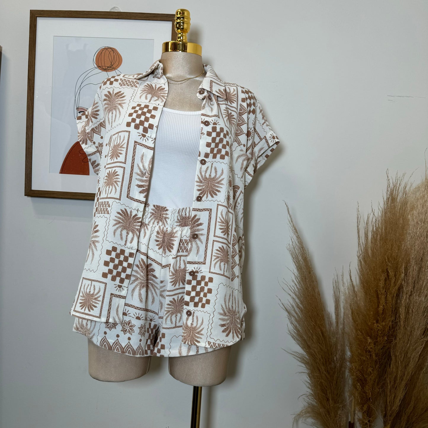 Cancun Short two piece set-Beige