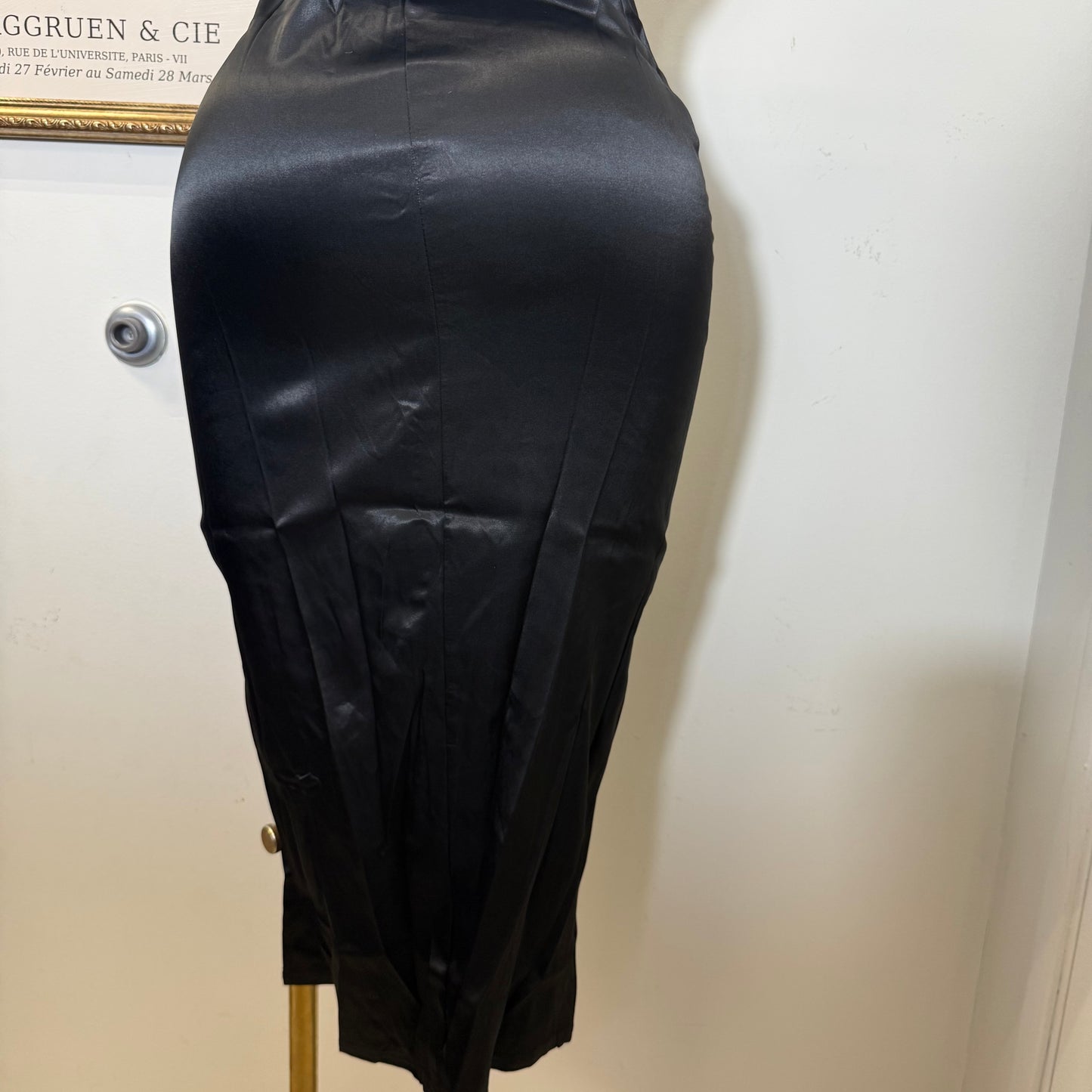 Corset Halter Satin Dress-Black