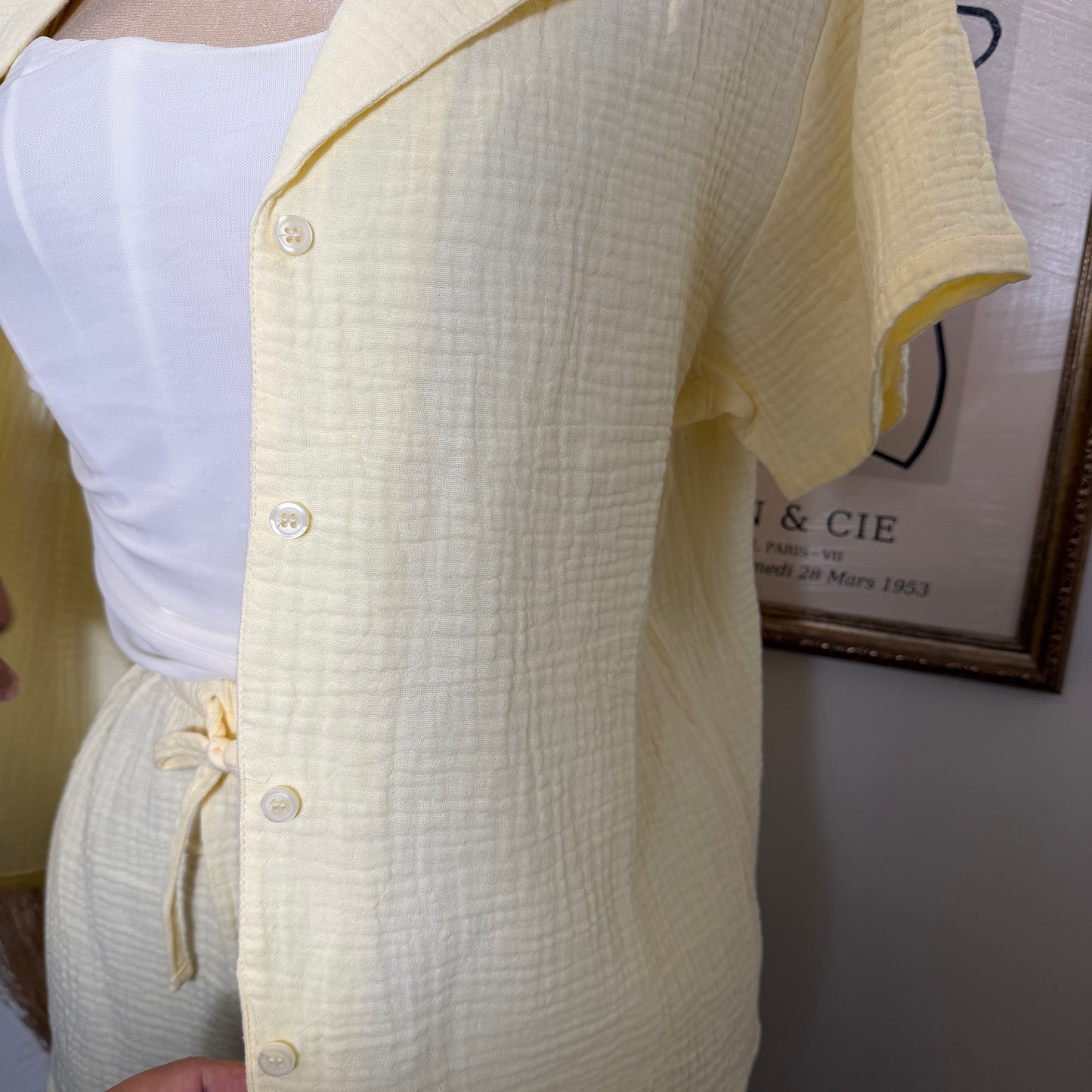 Short sleeve shirt & Short set-Yellow