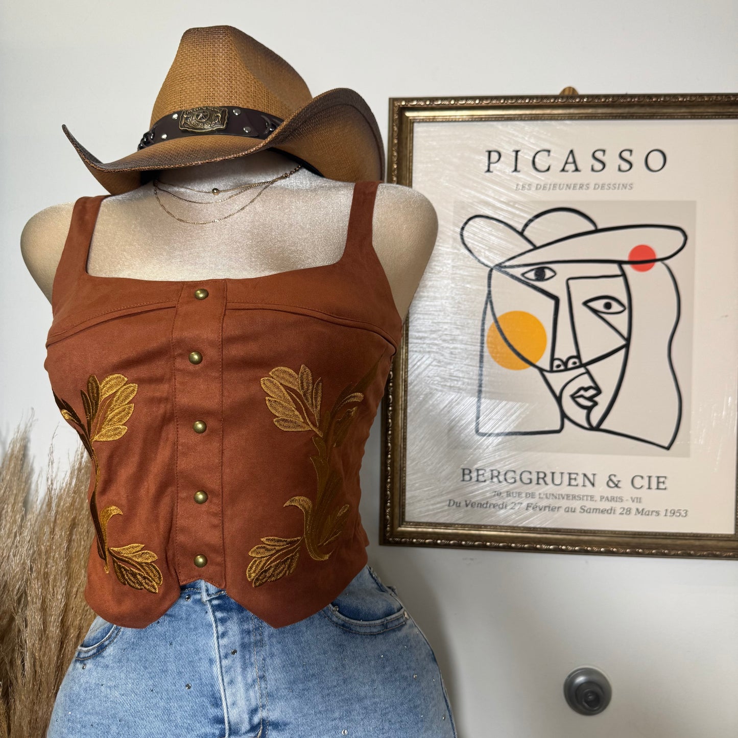 Western corset Top- rust