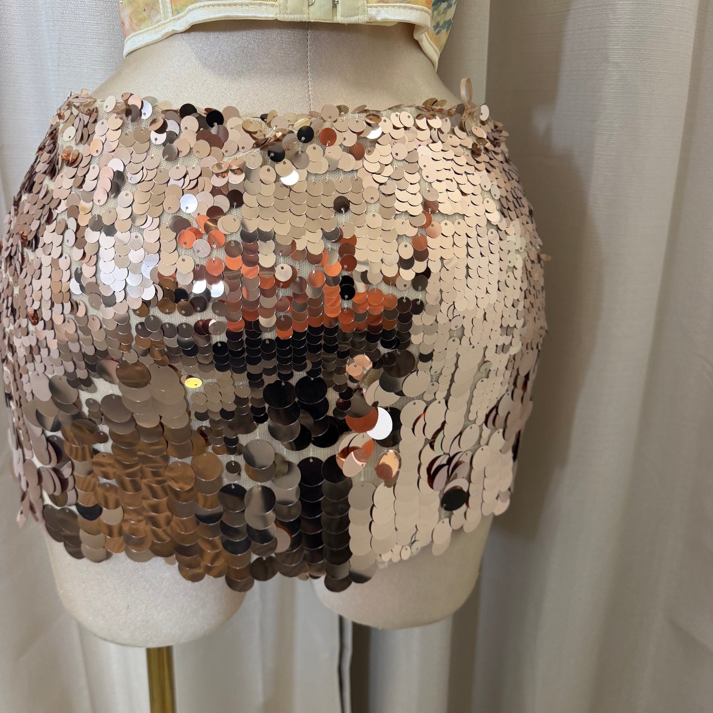 Sequin Skirt with short-Gold