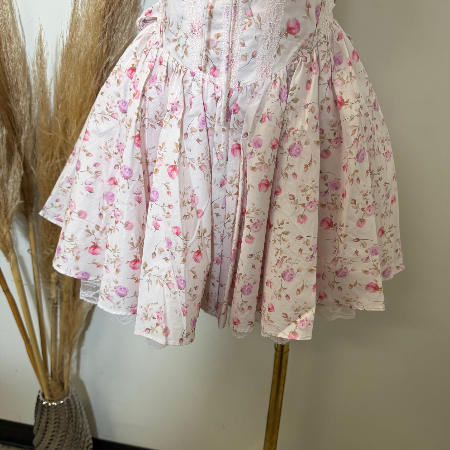 Rosa Flower Poplin Dress-Pink