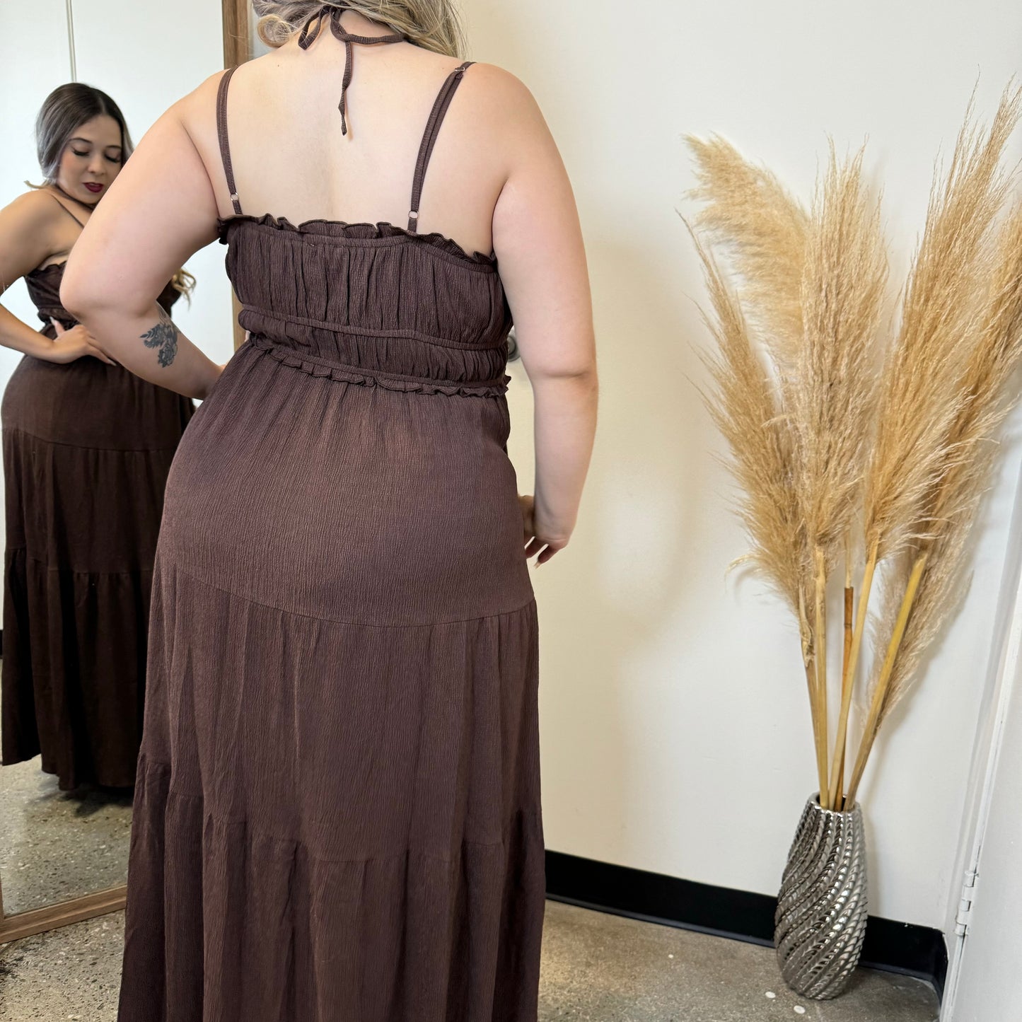 Diana Maxi Dress PL-Brown/Cafe