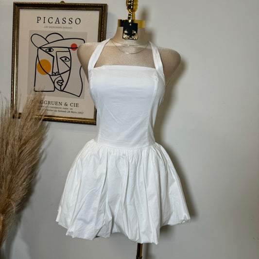 Halter Bubble Dress-White