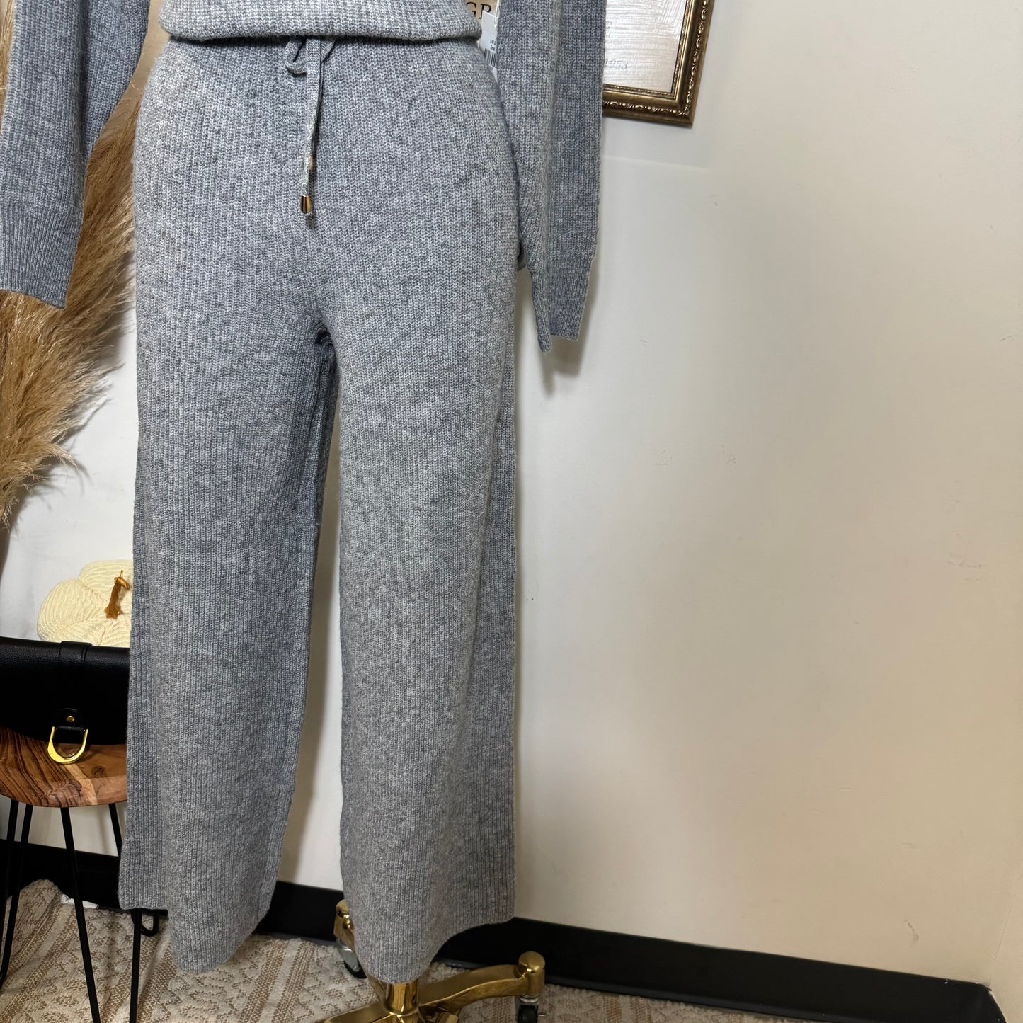 Quarter zip sweater and Pants Set-Heather Gray