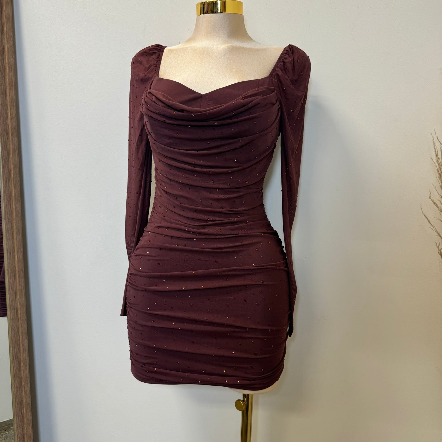 Vivian Mini Dress-Brown