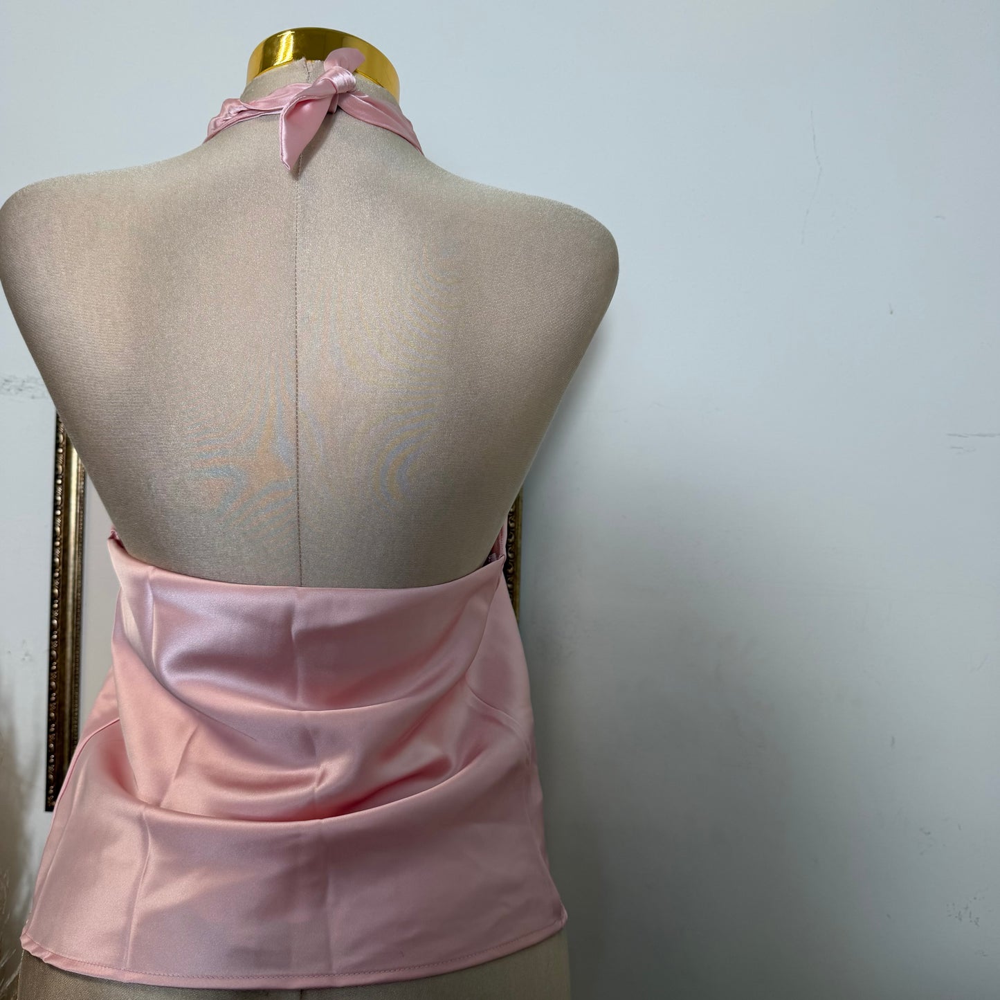 Satin Halter Top-Baby Pink
