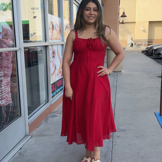 Picnic Corset Dress-Red
