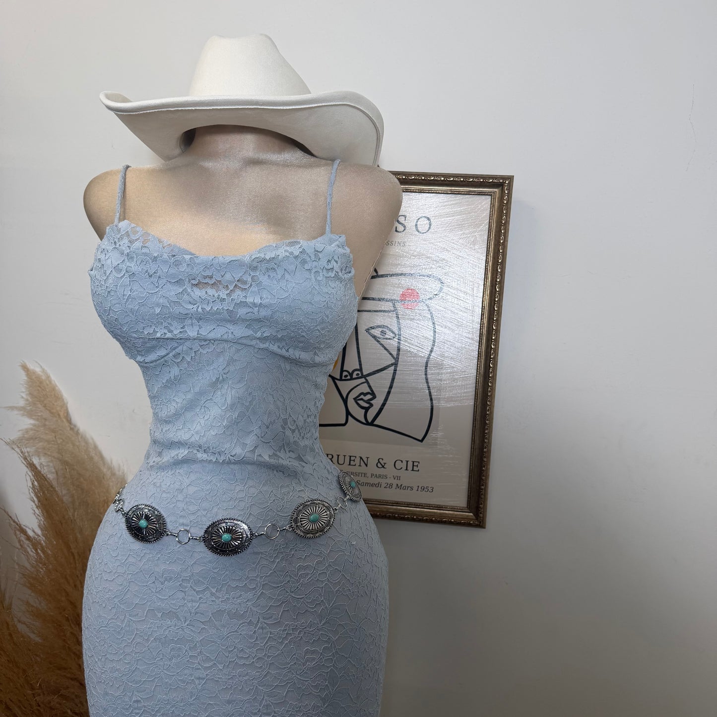 Mismaloya Lace Dress-Baby Blue