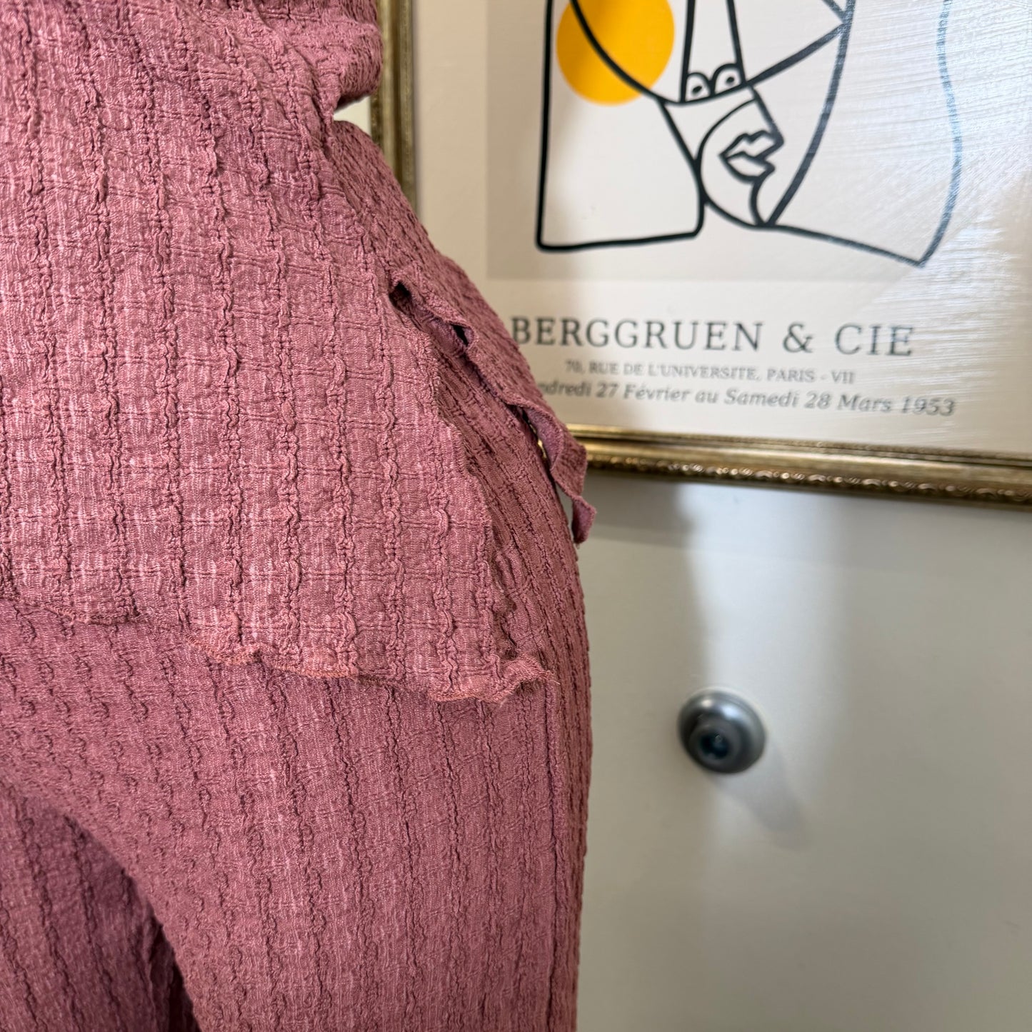 Merrow Asymmetric Hem Top and Pant Set-Marsala