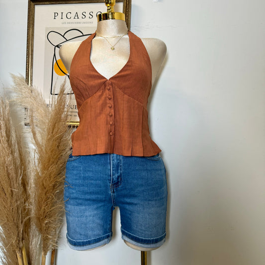 Mom Shorts-Light Wash