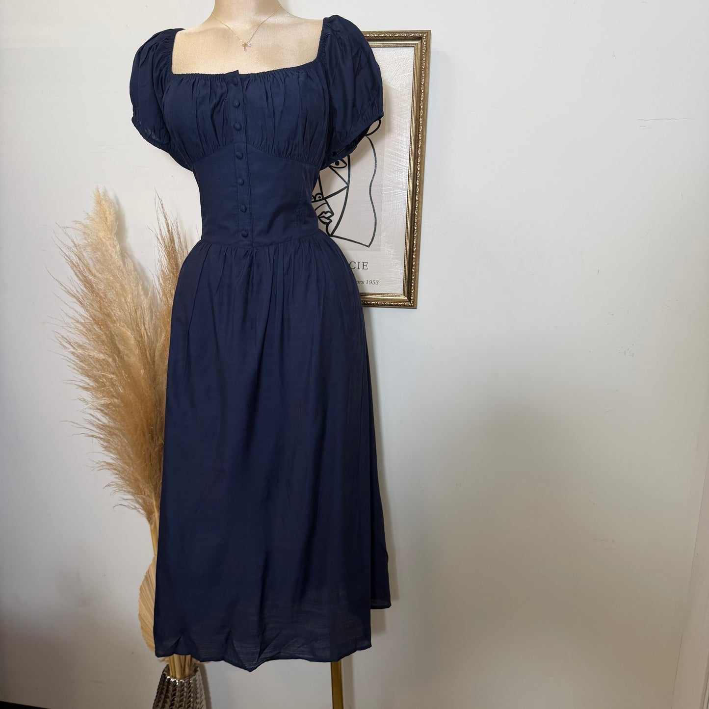 Corset Maxi Dress-Navy
