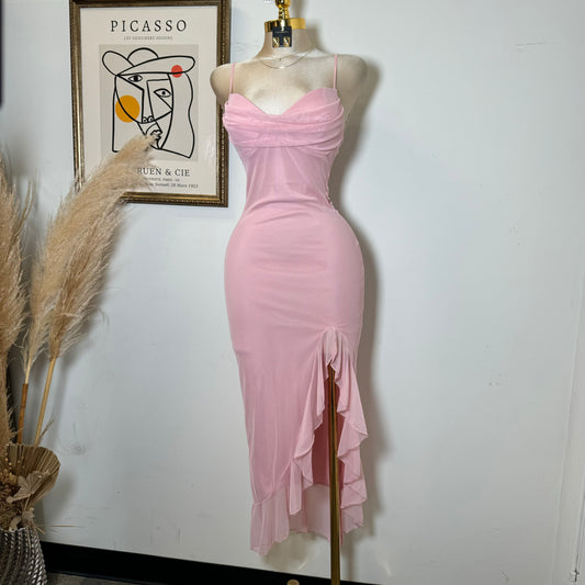 Karil Mesh Dress-Baby Pink