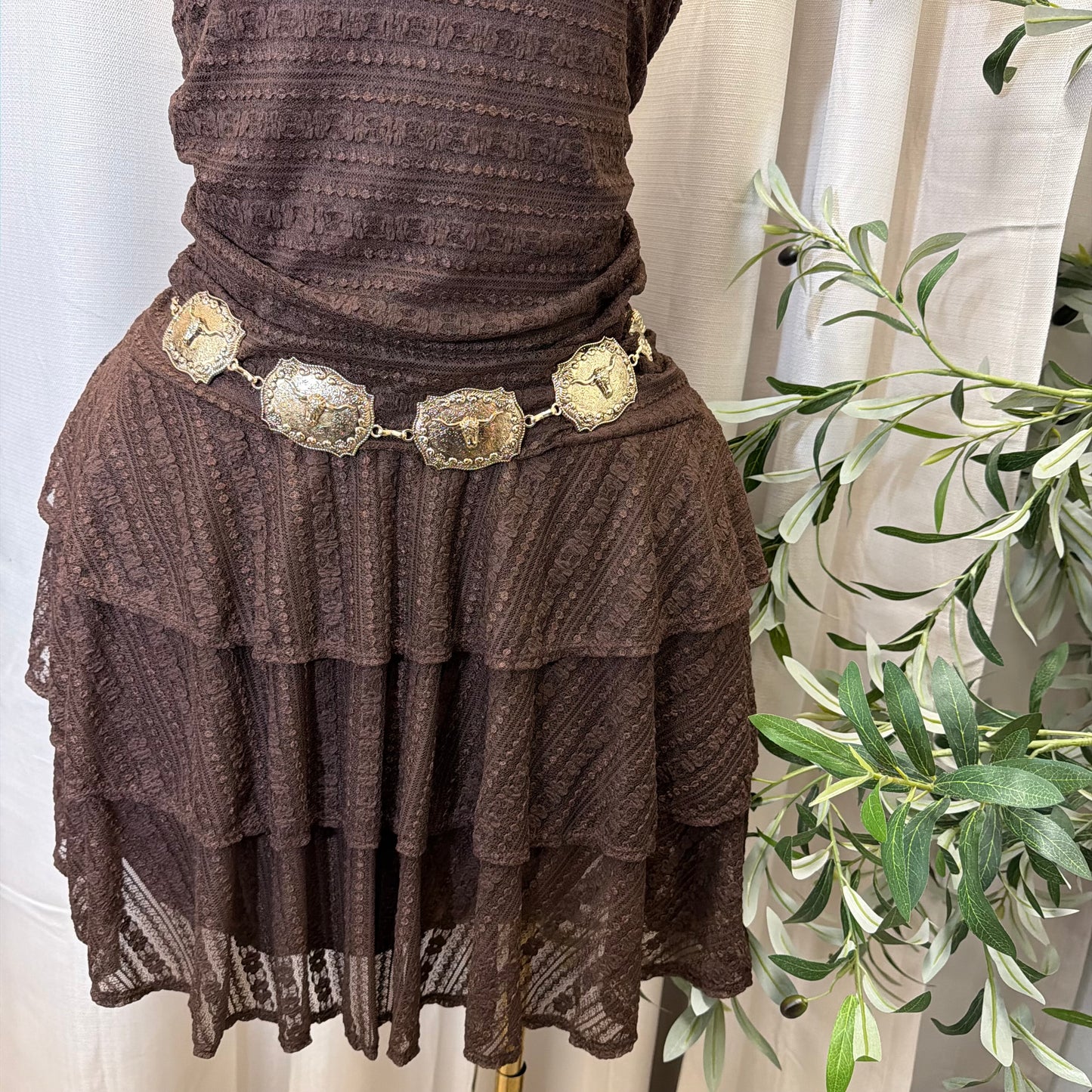 PL-Ruffle Tube Dress-Brown