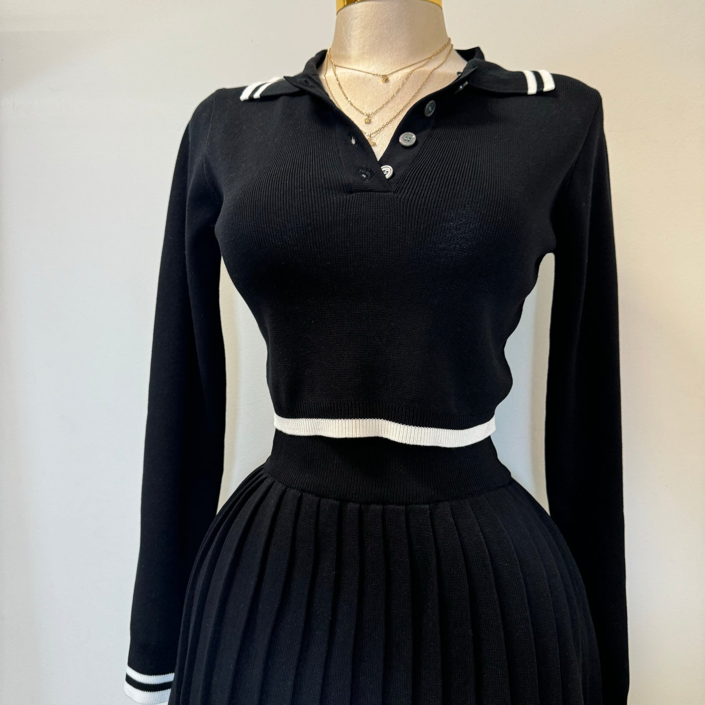 Tennis Skirt Set-Black