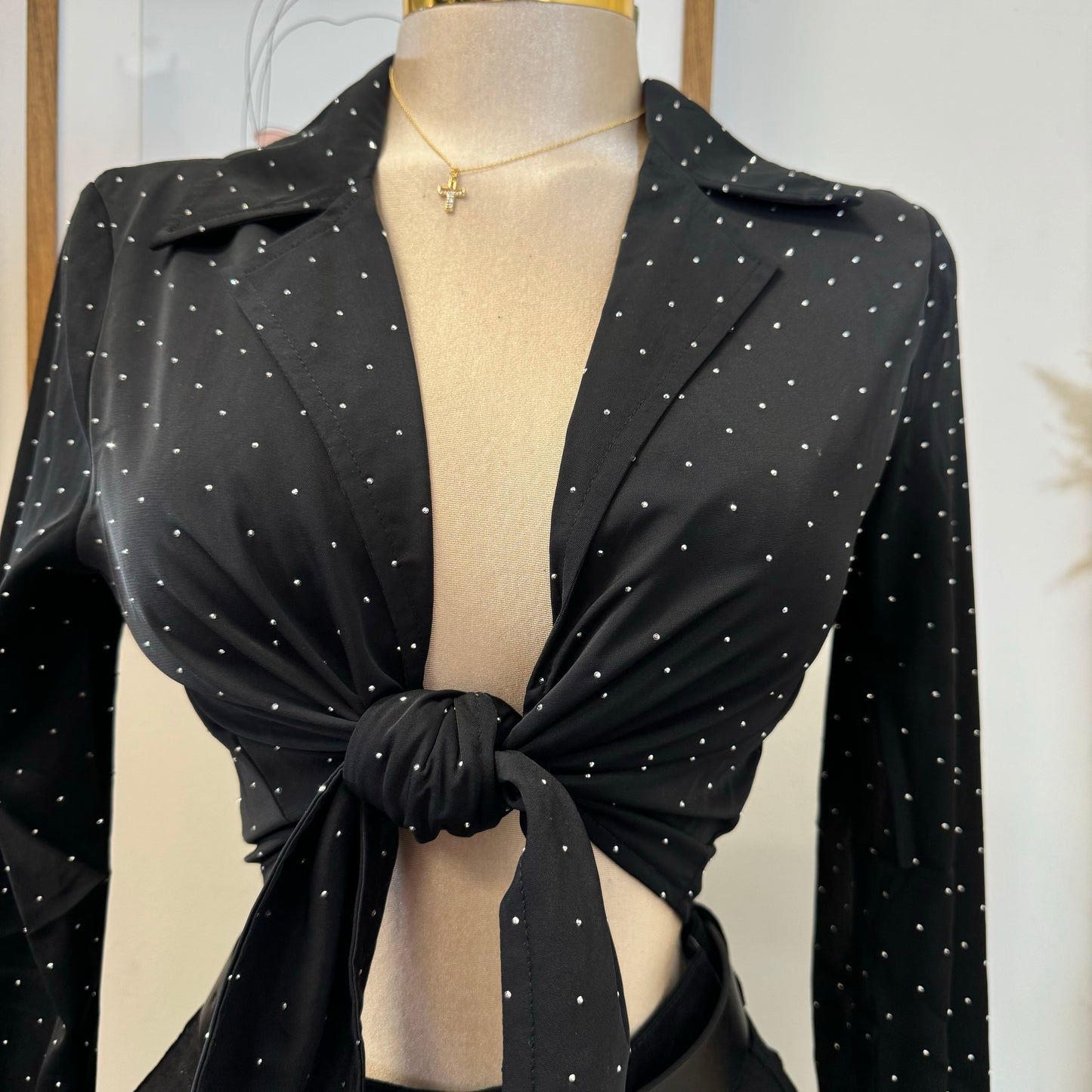 Toreada Rhinestone Top-Black