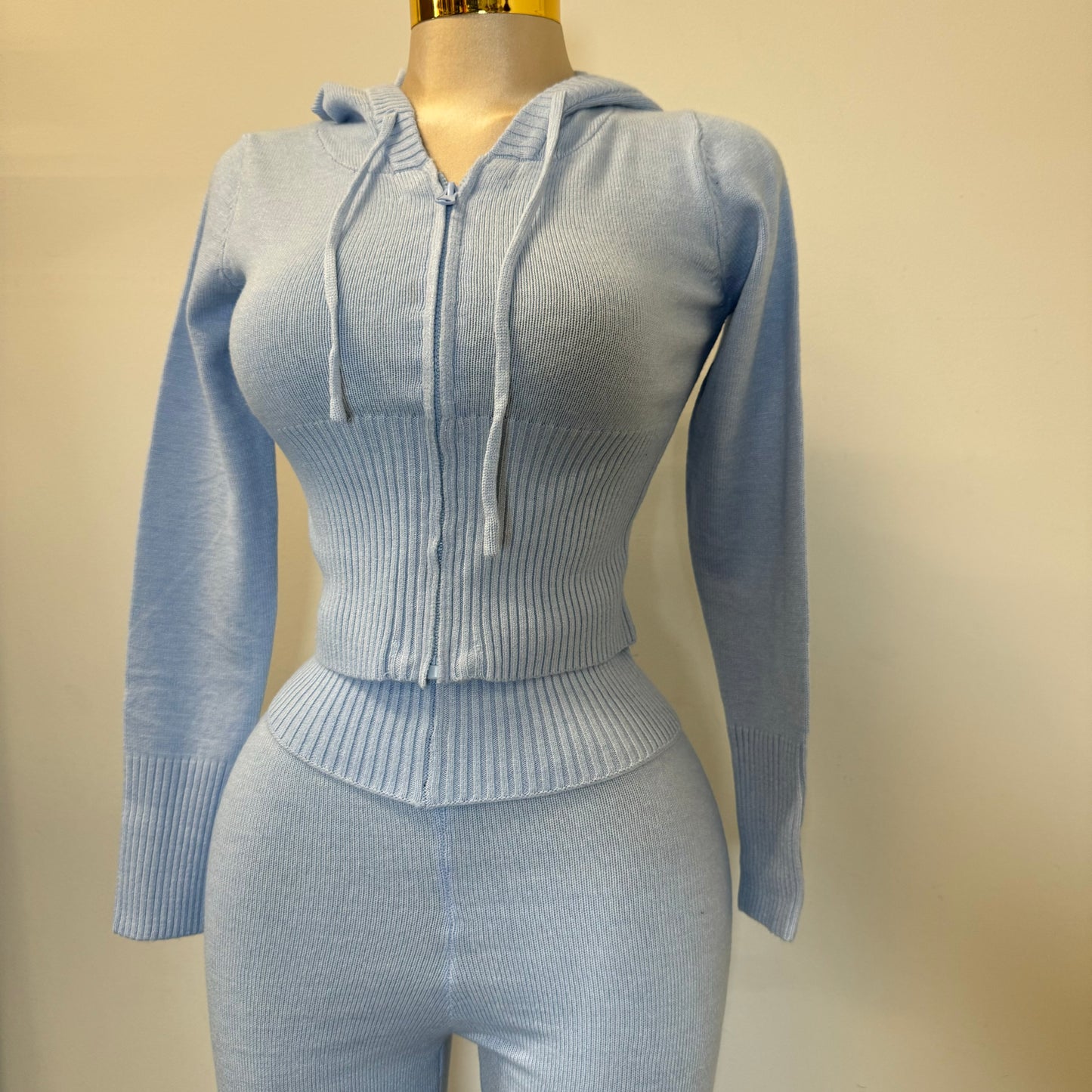 Y2K knitted Pant Set-Baby blue