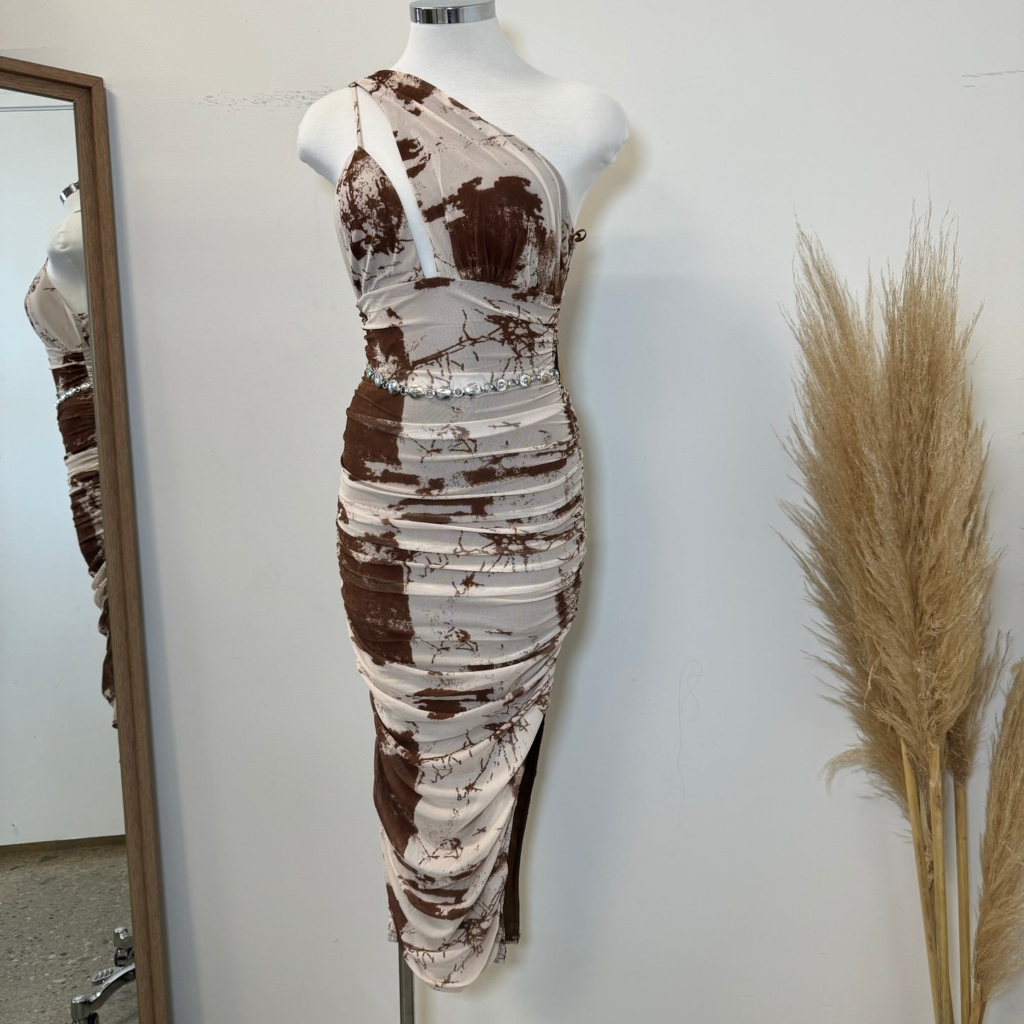 Azari Dress-Brown/white