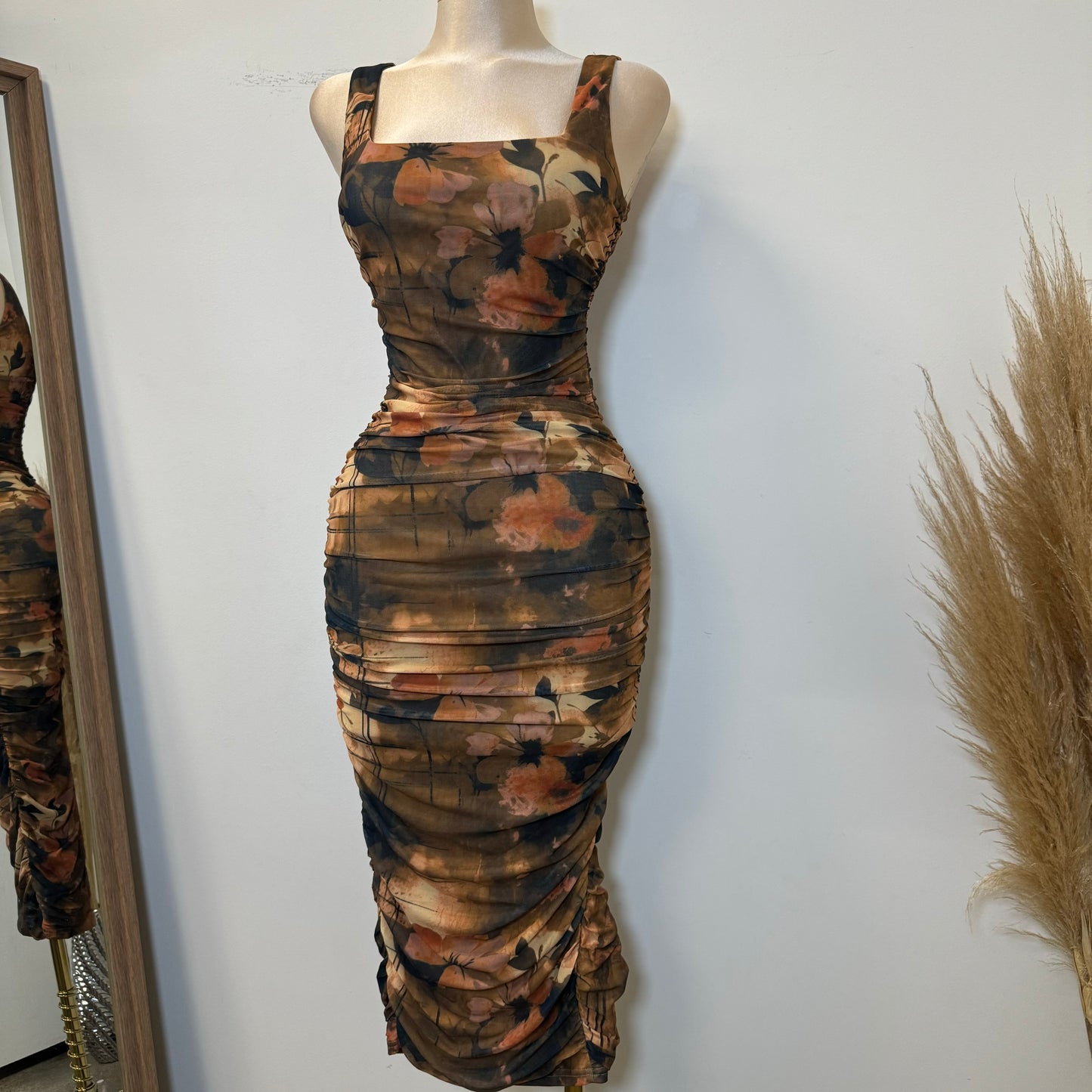 Azary Midi Dress-Brown