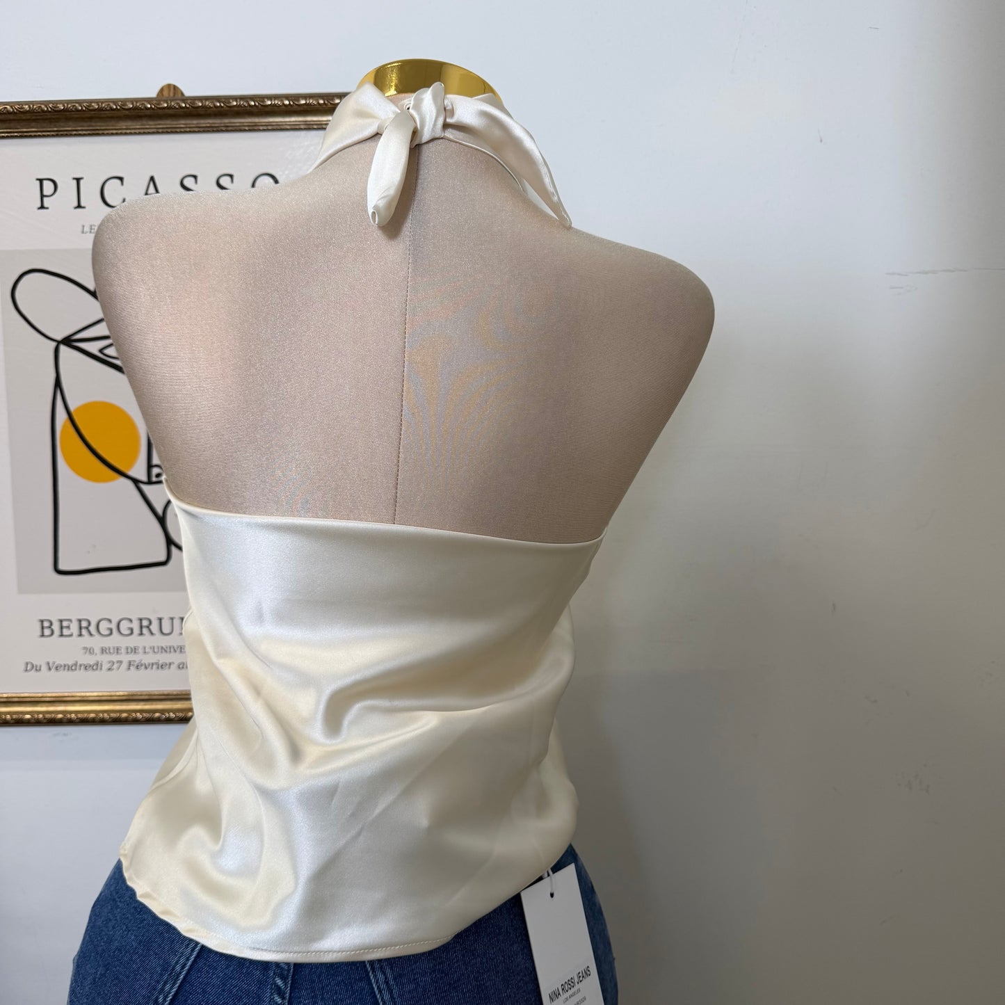 Satin Halter Top-Cream