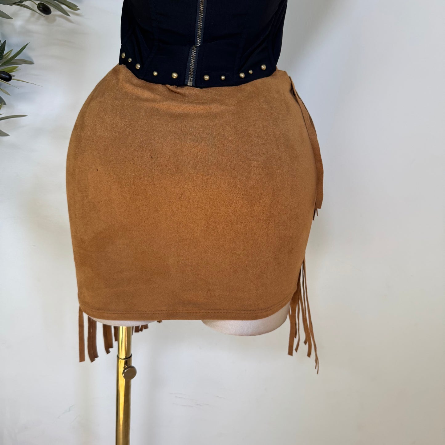 La Muy Muy Fringe Skirt-Tan