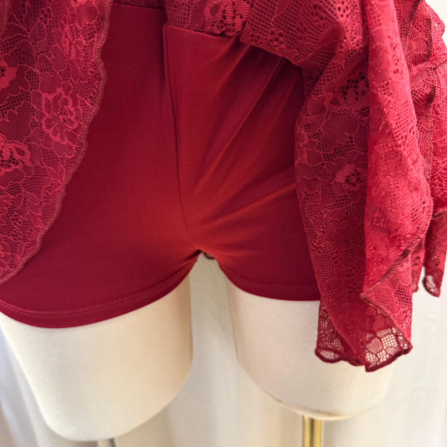 Tube Lace Mini flare dress-burgundy