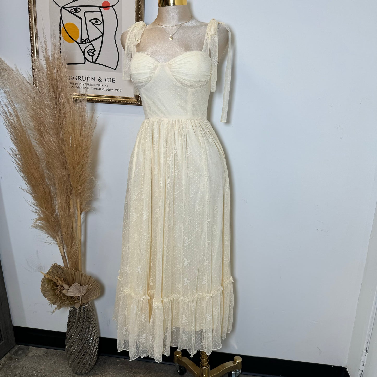 Bow Midi Dress-Ivory