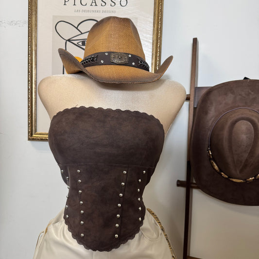 Corset Tie Back Top-Chocolate