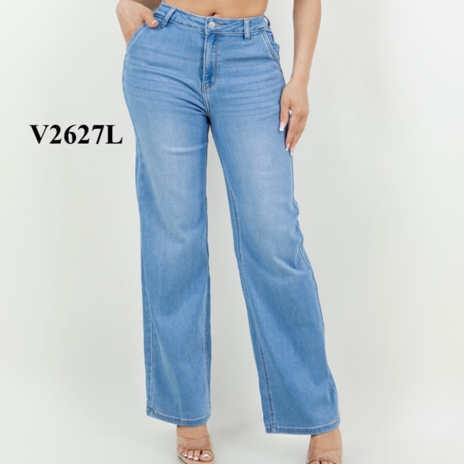 High Waisted Wide Leg V2627L-LT Blue