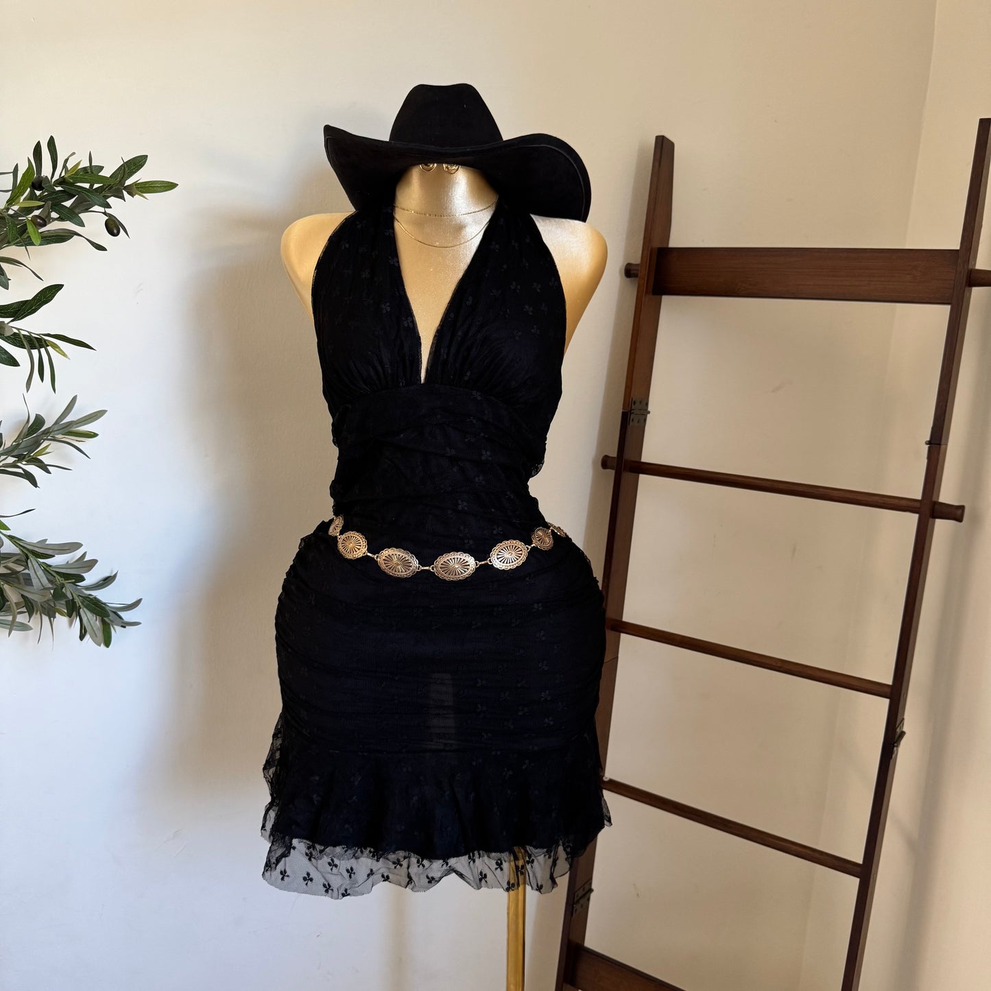 Halter Lace Plus size-Black
