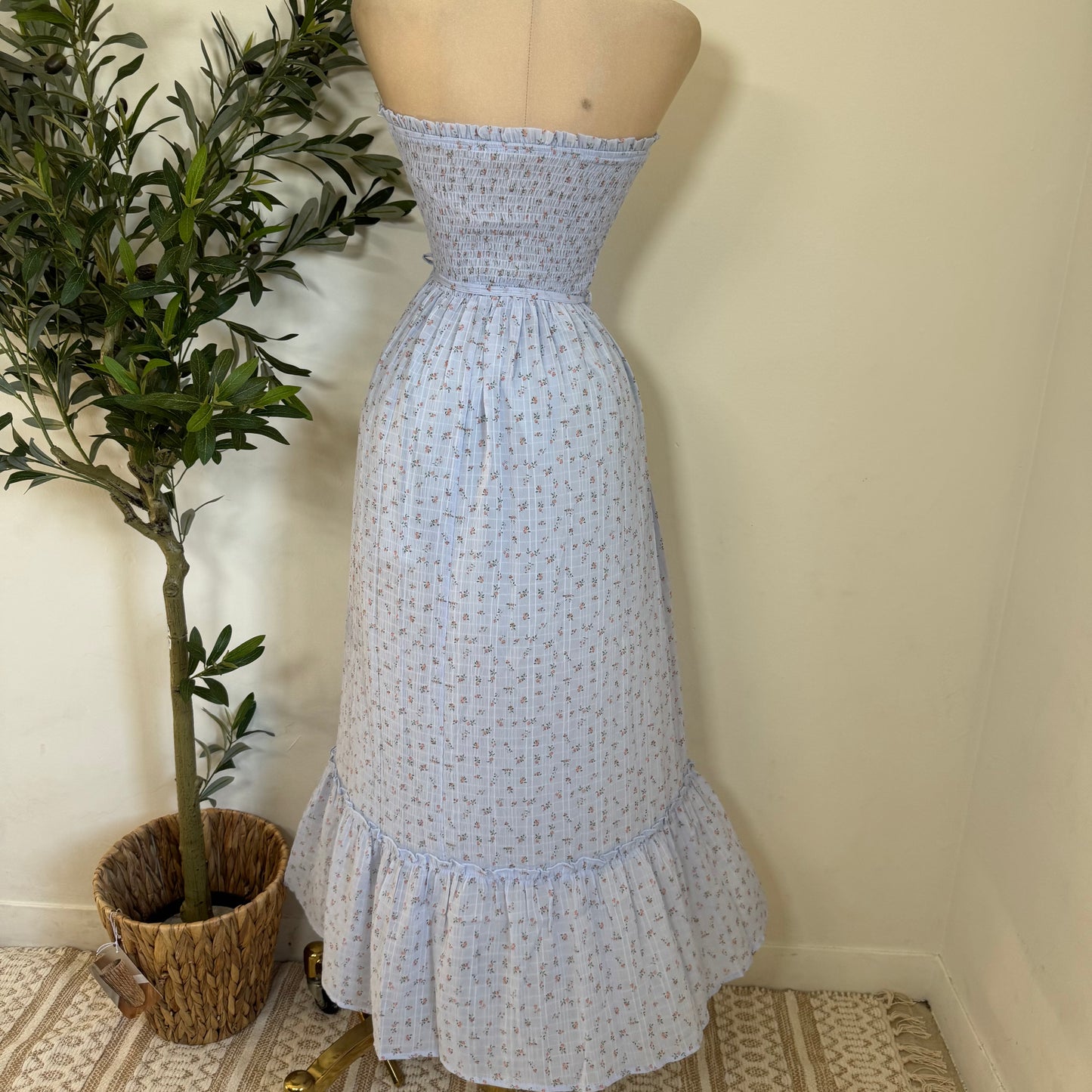 Strapless Maxi Dress-Baby Blue