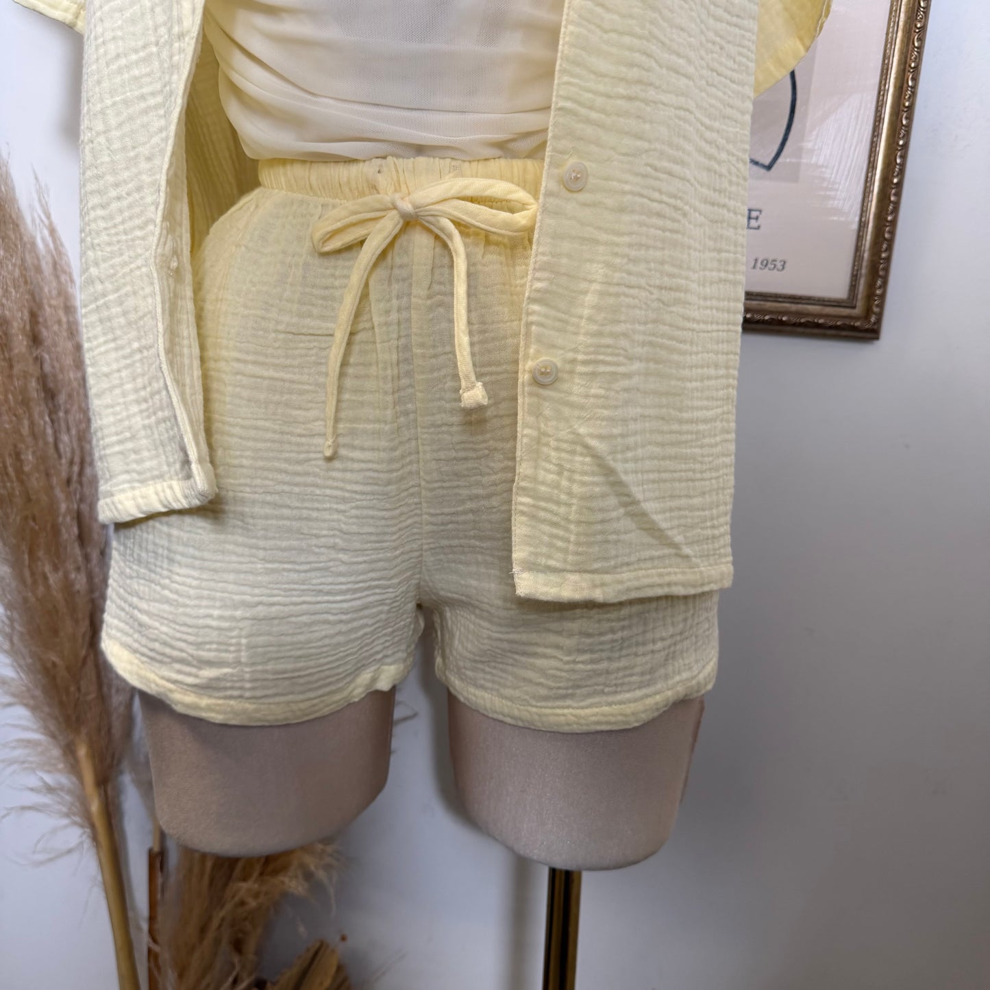 Short sleeve shirt & Short set-Yellow