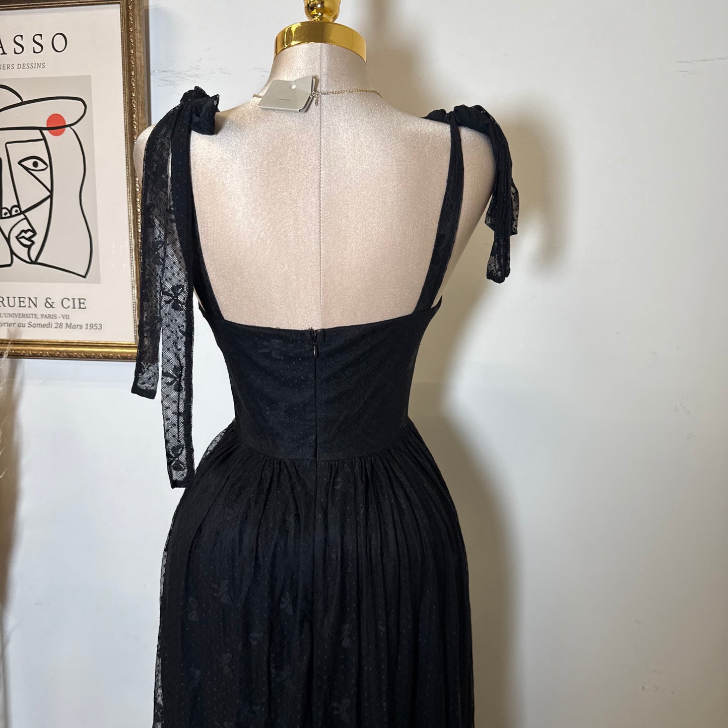 Bow Midi Dress-Black