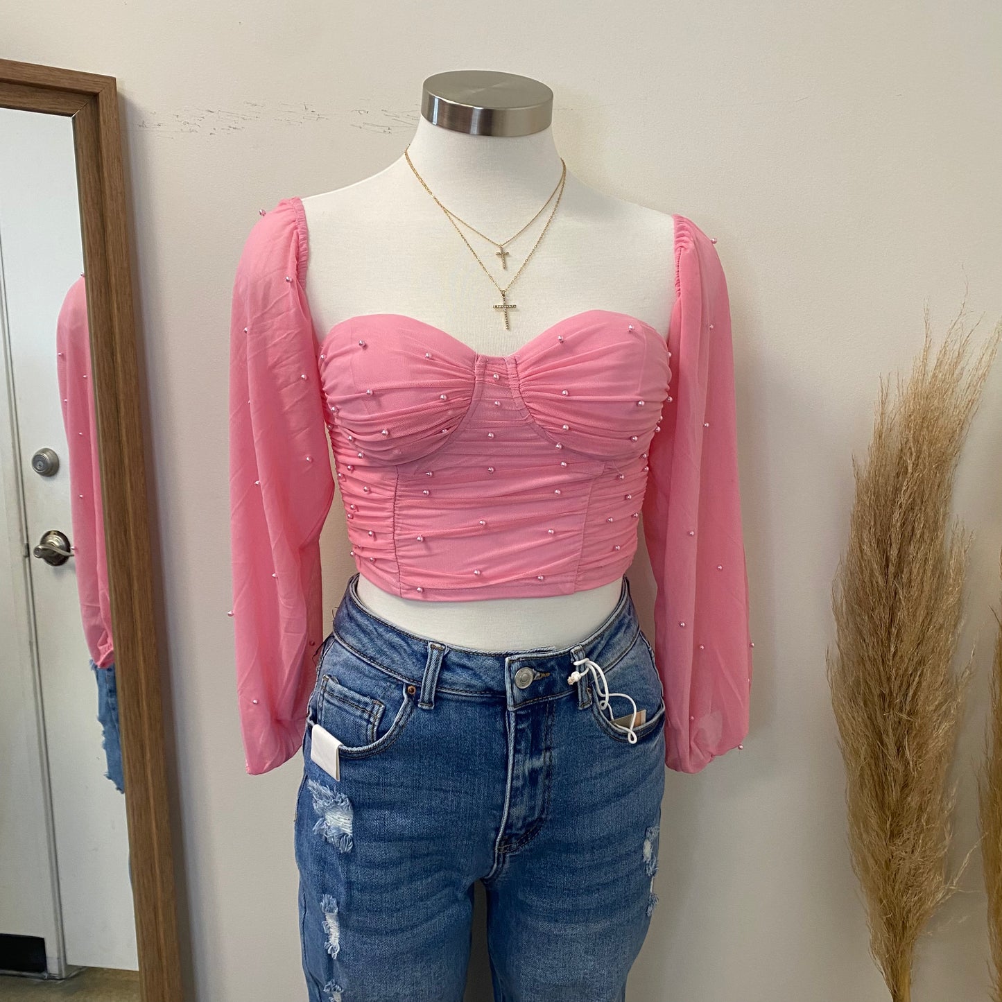 Naylea Crop Top-Pink