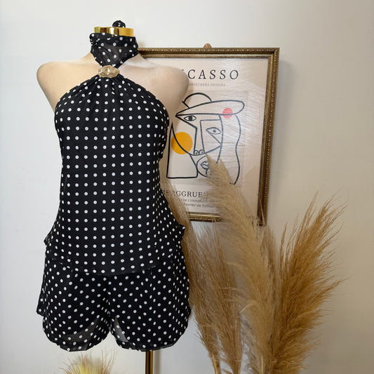 Polka Dot Matching Set-Black
