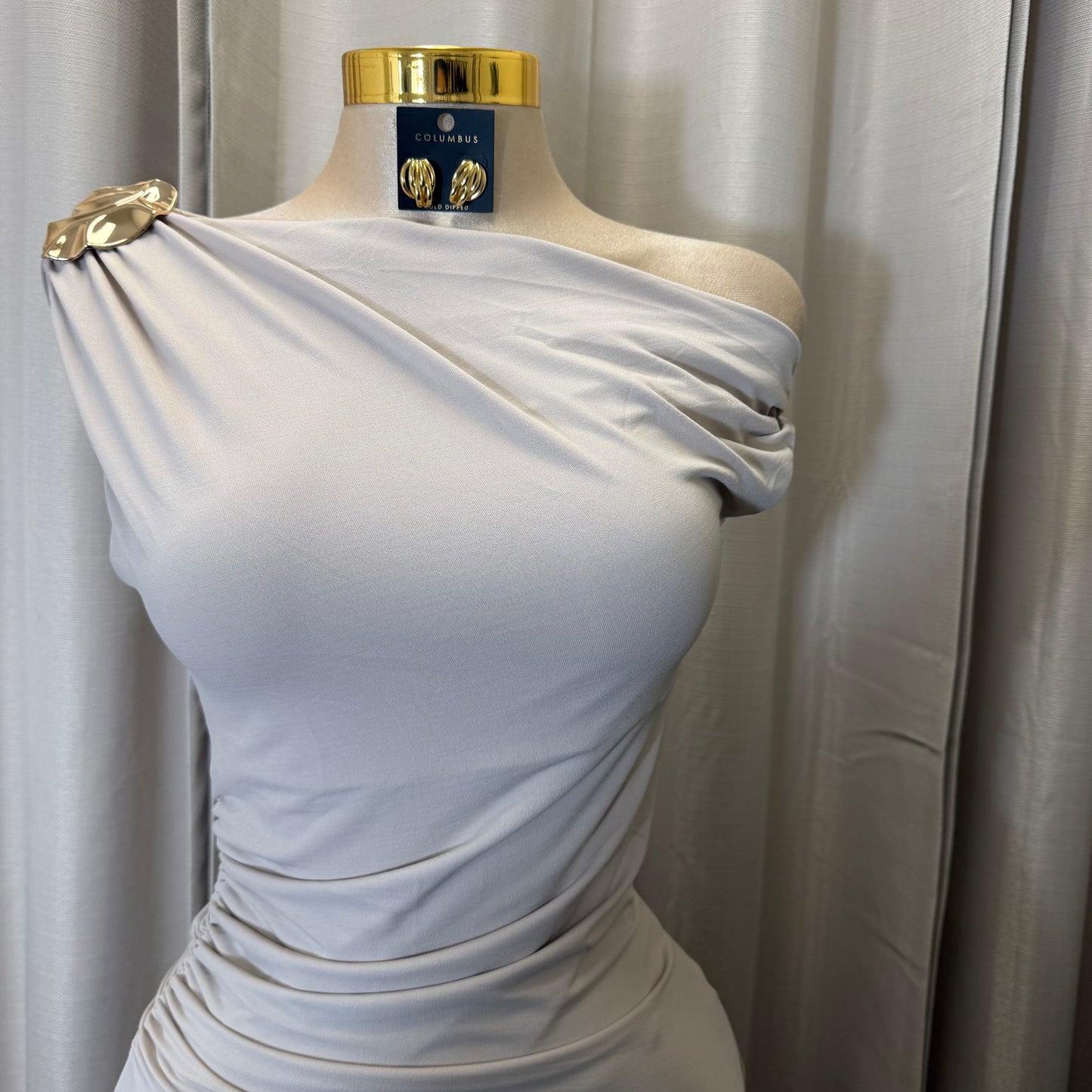Asymmetric shoulder Gold Detail-Mocha/Brown